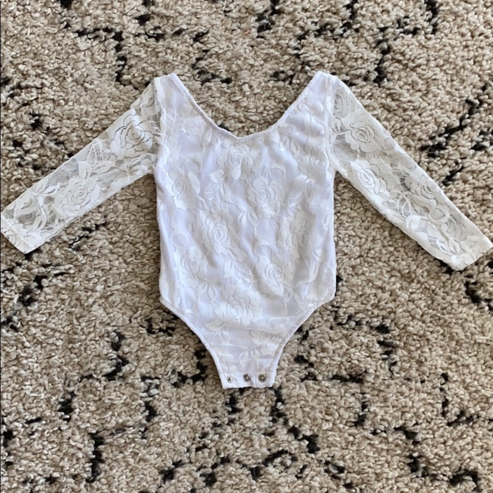 Bailey’s Blossoms white lace leotard